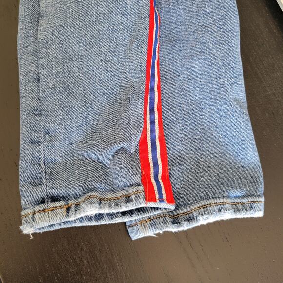 Zara Skinny Jeans Red Tuxedo Stripe Grosgrain High Rise Women 6 - Picture 9 of 12